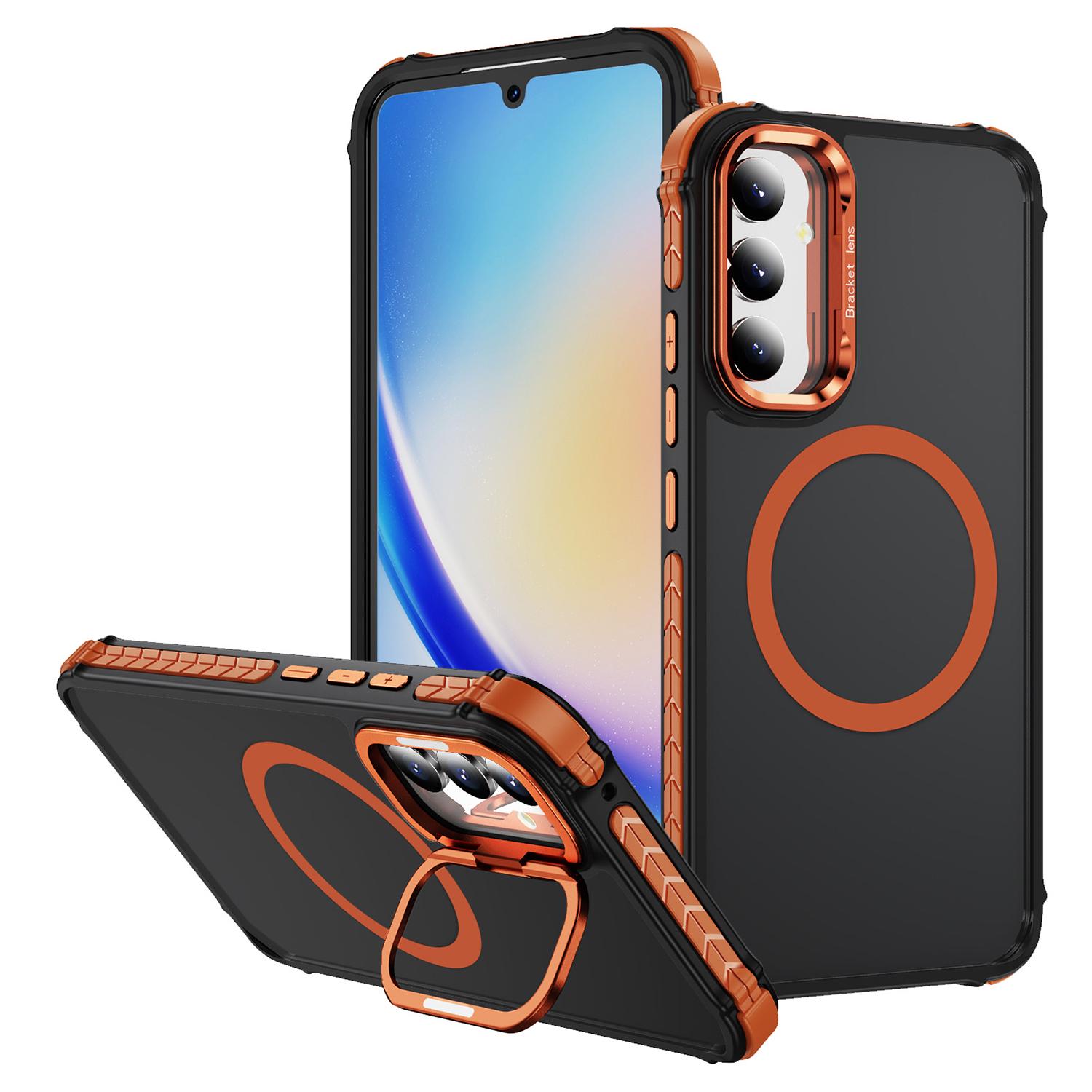 

For Samsung Galaxy A54 5G Case with Lens Kickstand Matte Phone Back Cover Compatible with MagSafe Orange