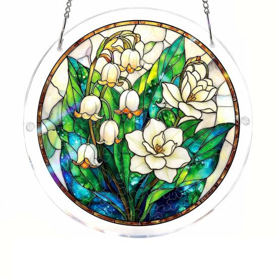 Stained Glass Style Puzzle Suncatcher, DIY Acrylic Jigsaw Puzzle for Adult, Colorful Window Hanging Ornaments for Home Garden Decor