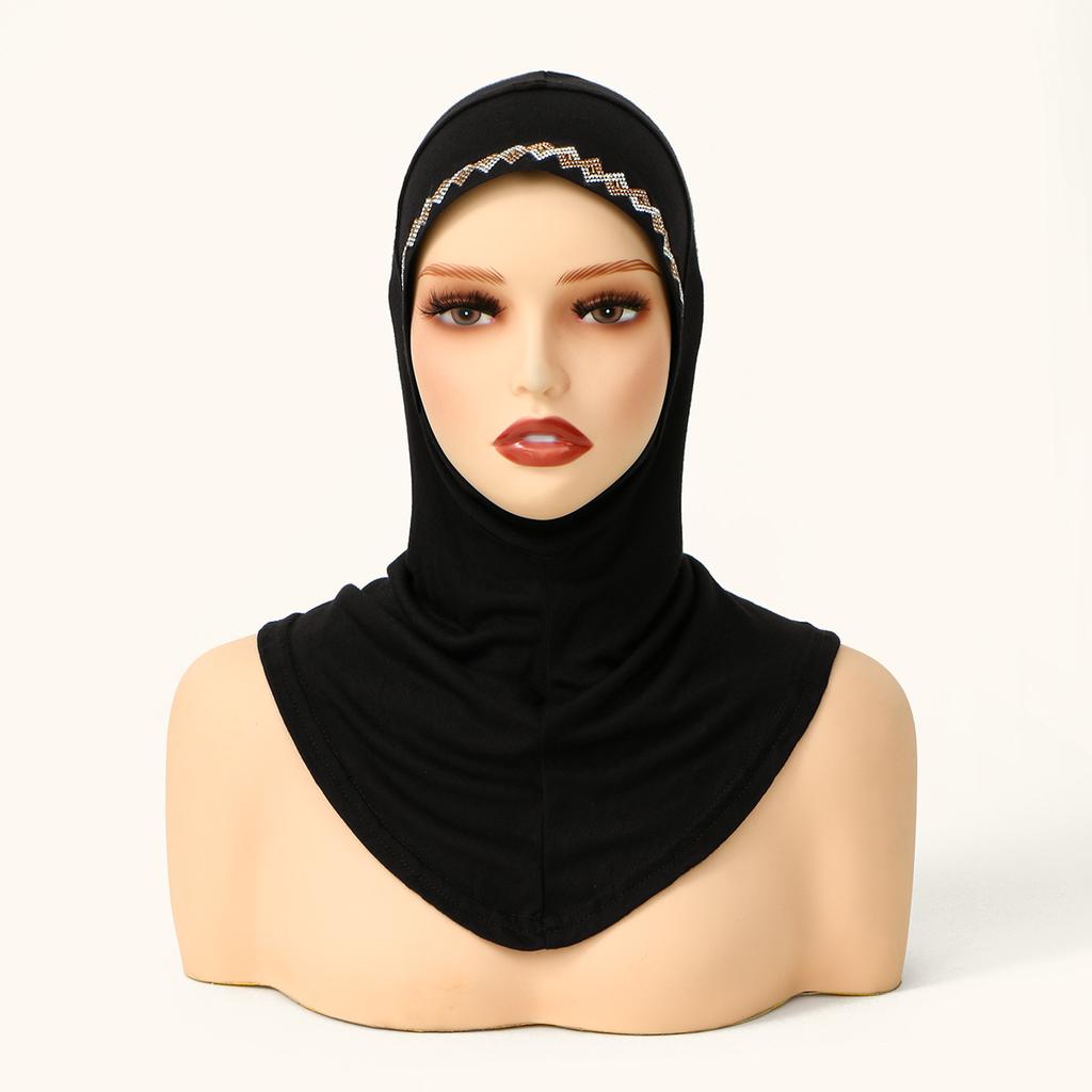Muslim Ethnic Instant Hijab Diamonds Shwal Women Islamic Scarf Turban Arabic Khimar Fashion Plain Ramadan Headwraps Amira Niqab