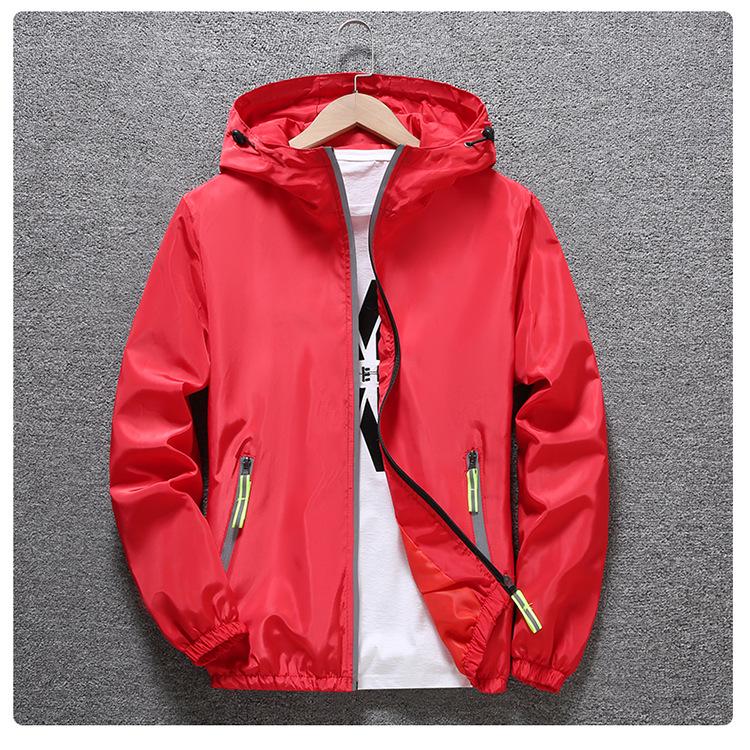Reflective Zipper Windbreaker: Men's Plus Size Spring/Autumn Custom Print Trendy Jacket