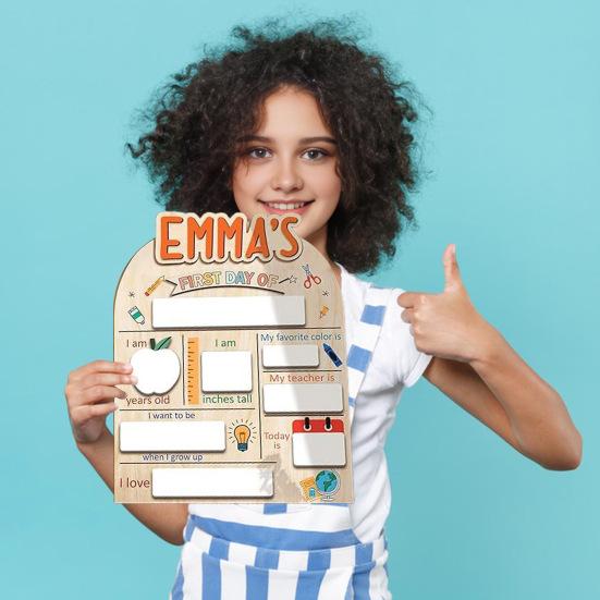 First Day of School Sign Wooden Education Milestone Sign Keepsake Dry Erase Board Back To School Gifts for Kids