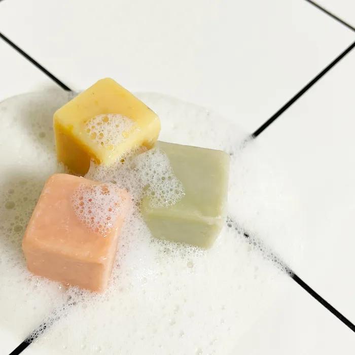 A Soothing Moisturizing Layering Cube That Builds Up Like Vitamins On the Skin. 160g Cream Soothing Barrier Composition and Cotton Pouch and Bubble