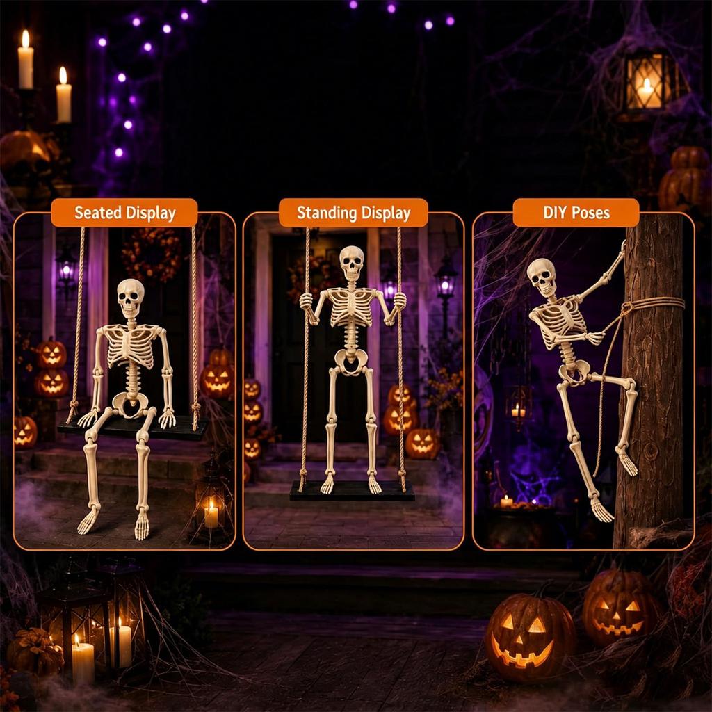 Halloween Skeleton Swing Decoration for Outdoor Yard Porch and House