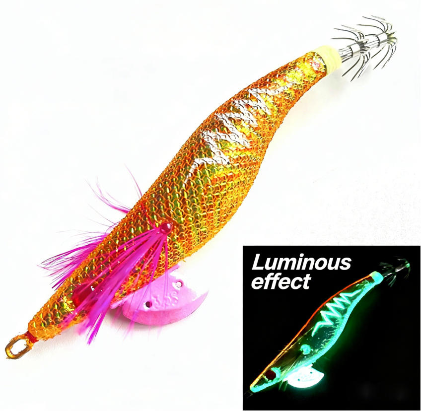 Daoyu Realistic 3.5# Strong Hook Metal Lure Squid Fishing Bait Luminous EGI Jigging for Trolling Fishing Trusted Factory