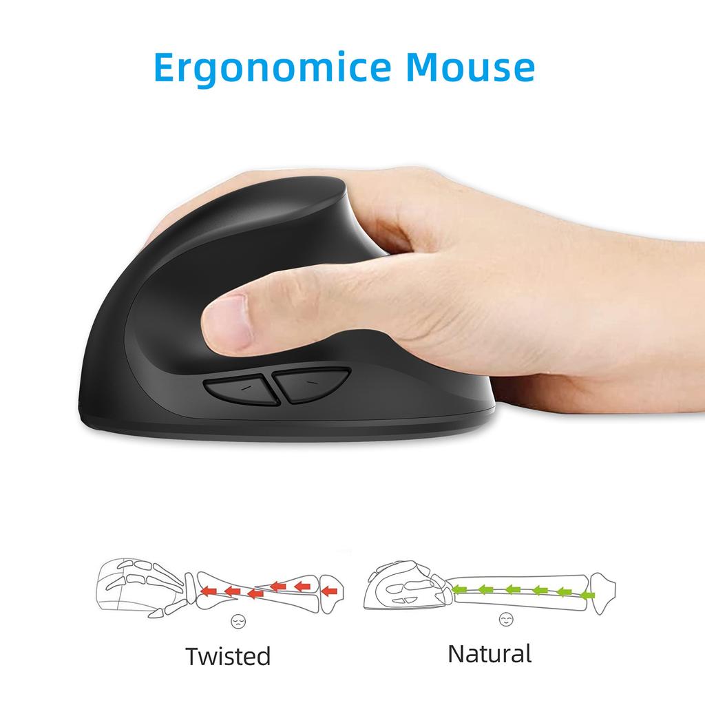 Wireless Vertical Mouse 2.4GHz   Control 800dpi 1600dpi 2400dpi Ergonomic Design Wireless Mouse for