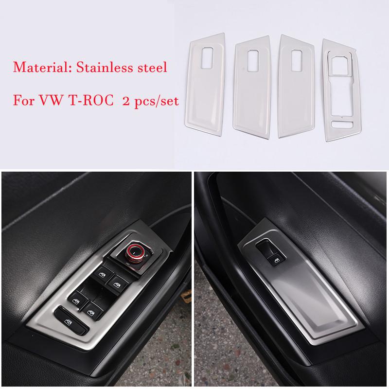 Stainless steel Inside Door Handle Bowl Cover Trim Frame Decoration For Volkswagen T-Roc TROC 2017-2022 Inner Car Accessories