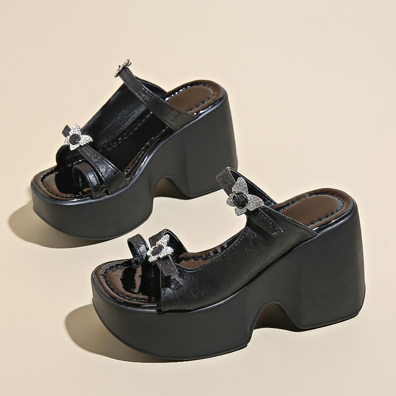 Fashion Ultra-high heel wedge slippers women's national style versatile increase summer new beach sandals