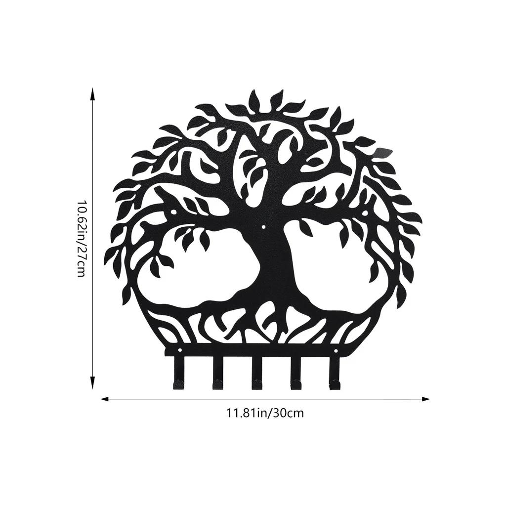 

1 шт. Очаровательные настенные крючки для ключей - Дерево жизни в матово-черном цвете для организации и украшения металлических ключей светло-серый