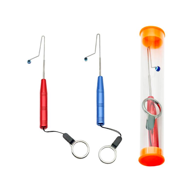 Quick Fish Unhooking Kit: Needle Stopper with Micro Lure Minnow, White Stripe Hook Remover, and Fishing Net Unhooker.