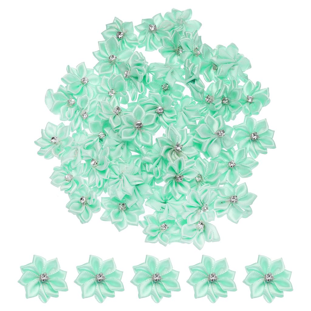 50/150 Pcs Small Ribbon Flowers Satin Ribbon Flowers Mini Fabric Flowers for Crafts DIY Wedding Ornament Appliques 1.2 Inch