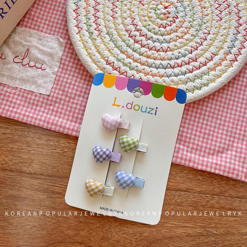 

Korean Sweetheart Gingham Hair Clips for Little Girls - Cute Bangs and Side Accessories