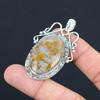 Daughters Day Deal Oval Plume Agate Stone 925 Sterling Silver Boho New Pendant