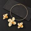 European & American Irregular Floral Jewelry Set for Women Fashion Minimalist Metal Pearl Decor Choker Necklace and Earrings Set