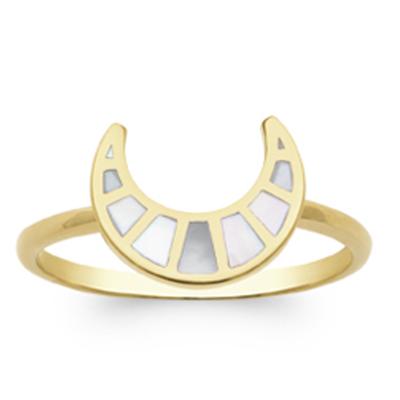 Gold Plated Ring 'Luna' White Gold (mother-of-pearl) - 12x10mm