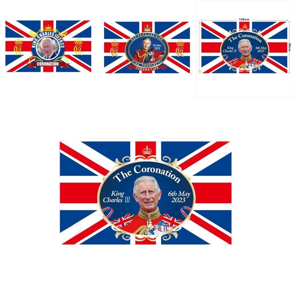 Wufudtp Прапор Чарльза III Фонова тканина 90x150 см Вуличний прапор Юніон Джек