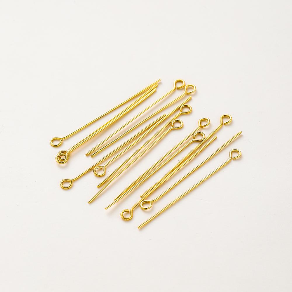 100pcs/lot 16 18 26 30 mm 14K 18K Gold Eye head Pins Eye Beads Crafs Charm Headpin For DIY Jewelry Making Supplies Accessories