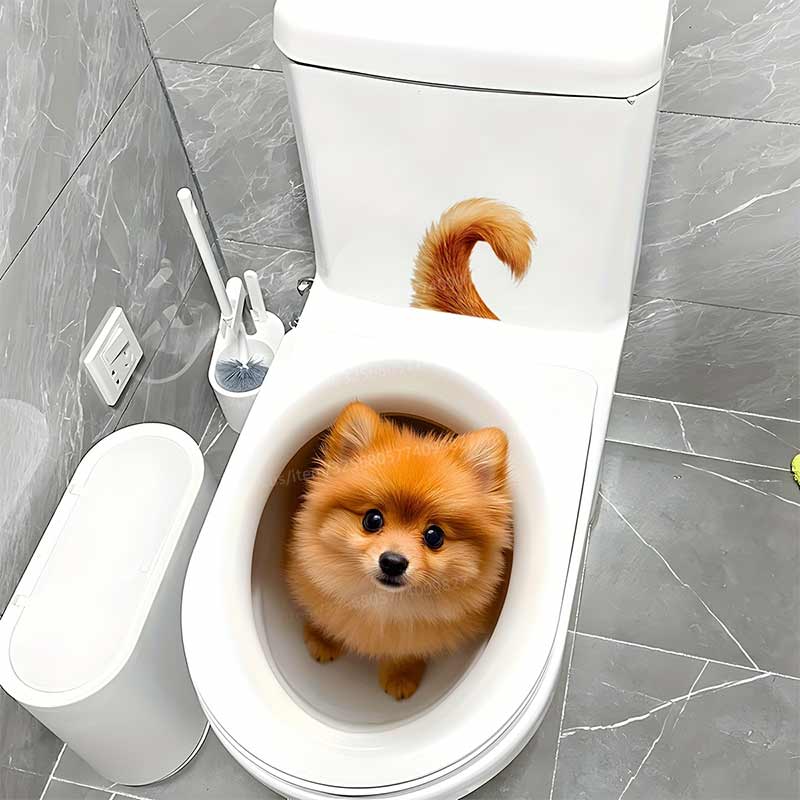 Cute Pomeranian Dog Toilet Sticker Bathroom Toilet Cover Sticker Wall Stickers Wc For Waterproof Home Decoration S635