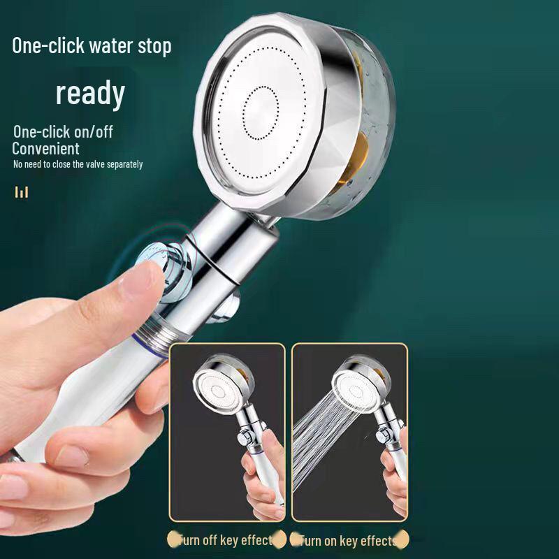 Compact Twin-Turbine Booster Shower Head with Dual Propellers