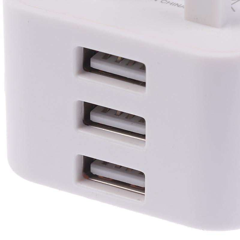 1Pc 3 Pin 1/3Ports Uk Plug 1/3 Amp 5V Usb Adapter Wall Charger Home Charging For Phones Universal Phone Adapter Socket