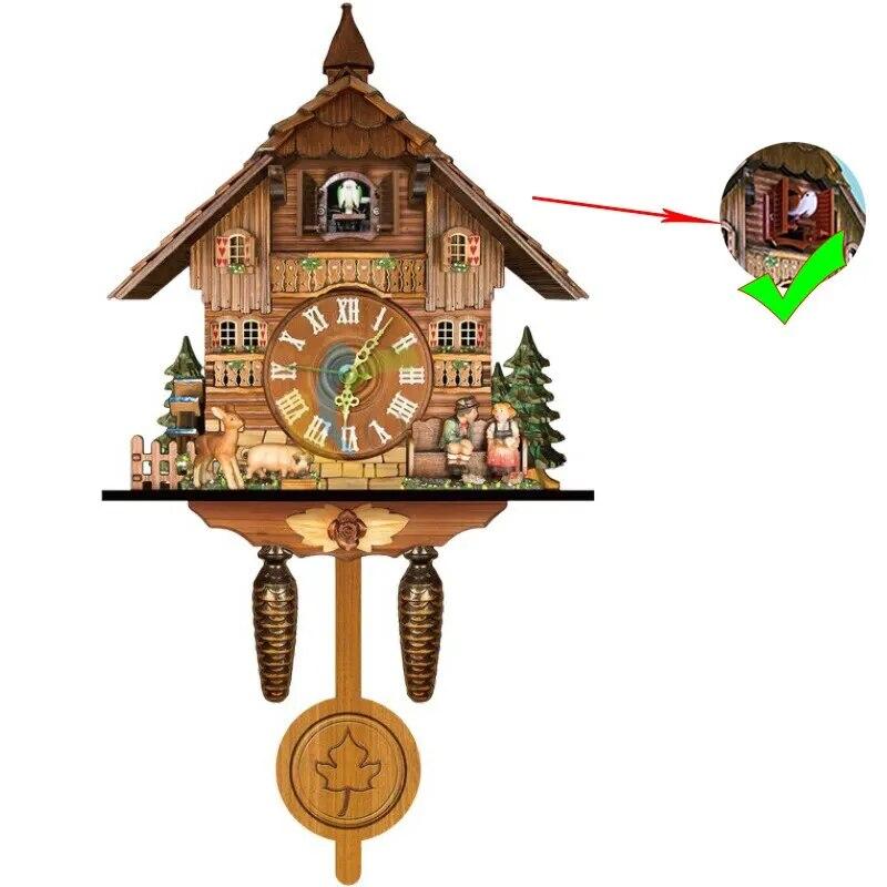 

Часы с кукушкой для гостиной, настенные часы, ремесленные, винтажные, деревянные, с кукушкой, для дома на дереве, будильник, часы Saati для спальни, офиса