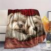 Maltese dog and roses,pattern Flannel Blanket, High quality Comfortable for All Seasons, Home Decor, Warmth and Comfort, Perfect for Gifts.