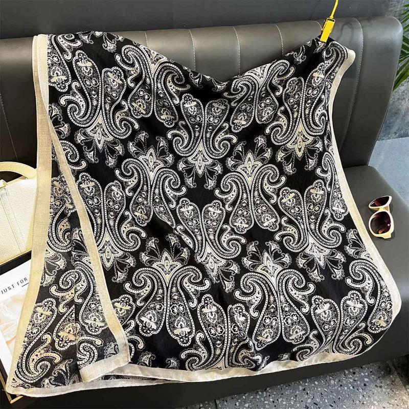 180X90Cm Cashew Flower Cotton Linen Scarf Light And Soft Shawl In Autumn Winter Warm And Sun Protection Beach Towel For Travel