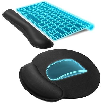 Upgraded Gel Memory Foam Set Keyboard Wrist Rest Pad Anti-Slip Rubber Base Smooth Fiber Pad Wrist Support
