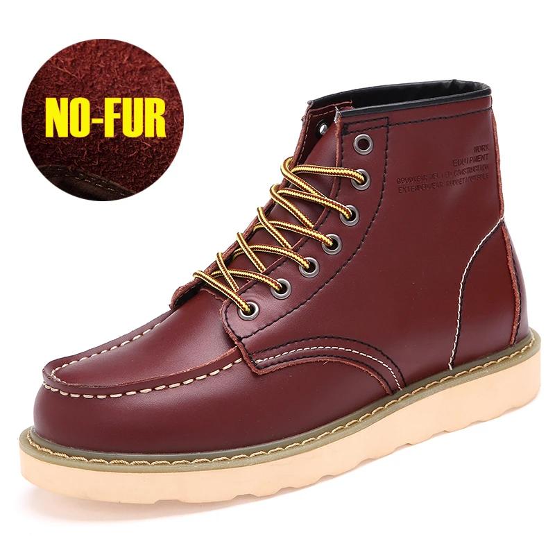 

Высокие зимние ботинки для мужчин, высококачественные теплые повседневные ботинки на меху, мужская нескользящая рабочая обувь Zapatillas De Deporte 38 вино красного