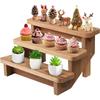 3-stufiger Holz-Display-Aufsteller Dessert-Cupcake-Präsentation Ohrring- & Ringhalter Ständer Figuren-Organizer Ausstellungsregal Parfümständer