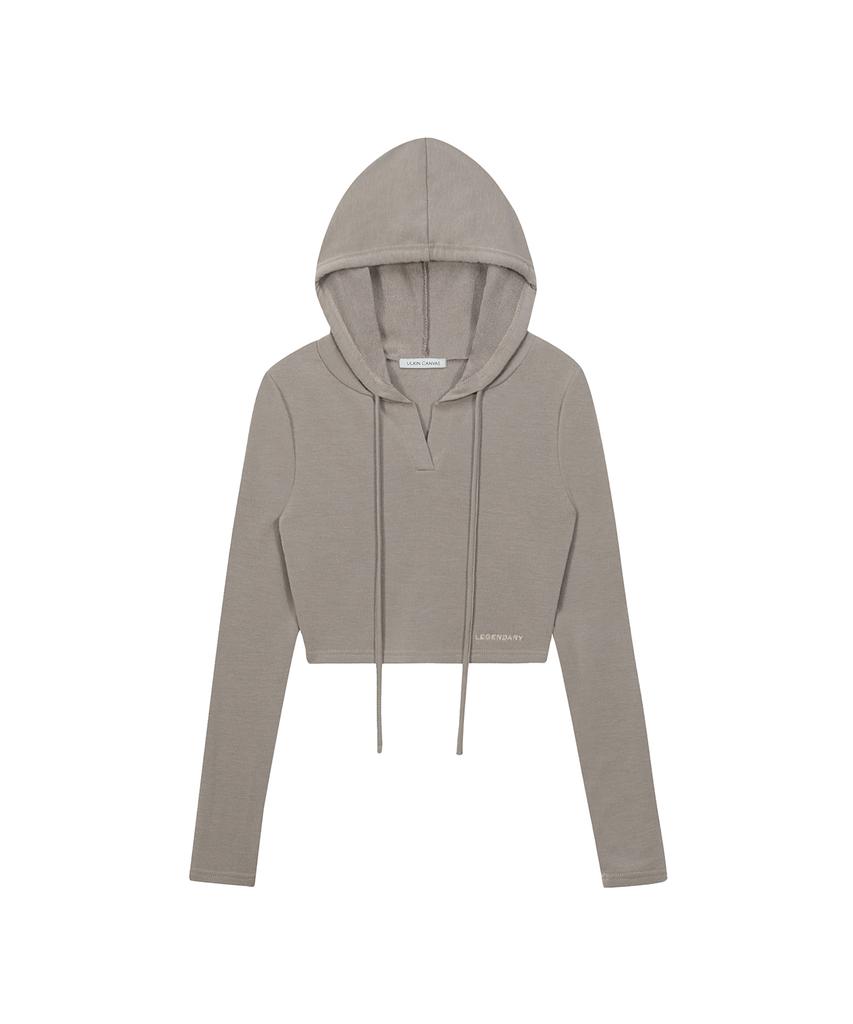 Legendary Dune Open Neck Crop Hoodie_Mocha