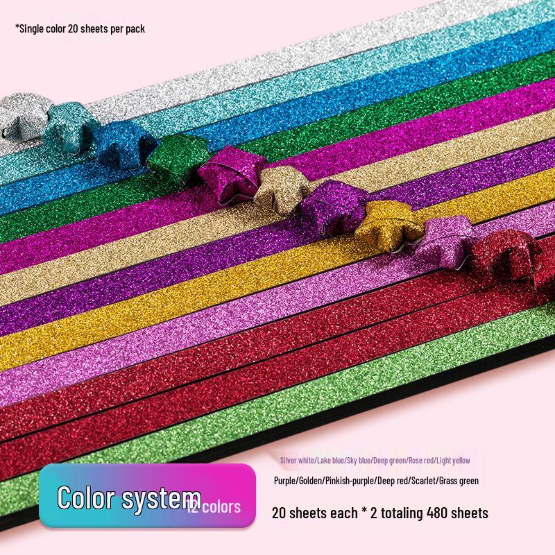 Colorful Origami Star Strips: Handmade Five-Pointed Stars Gift for Children’s Birthday or Summer Vacation.