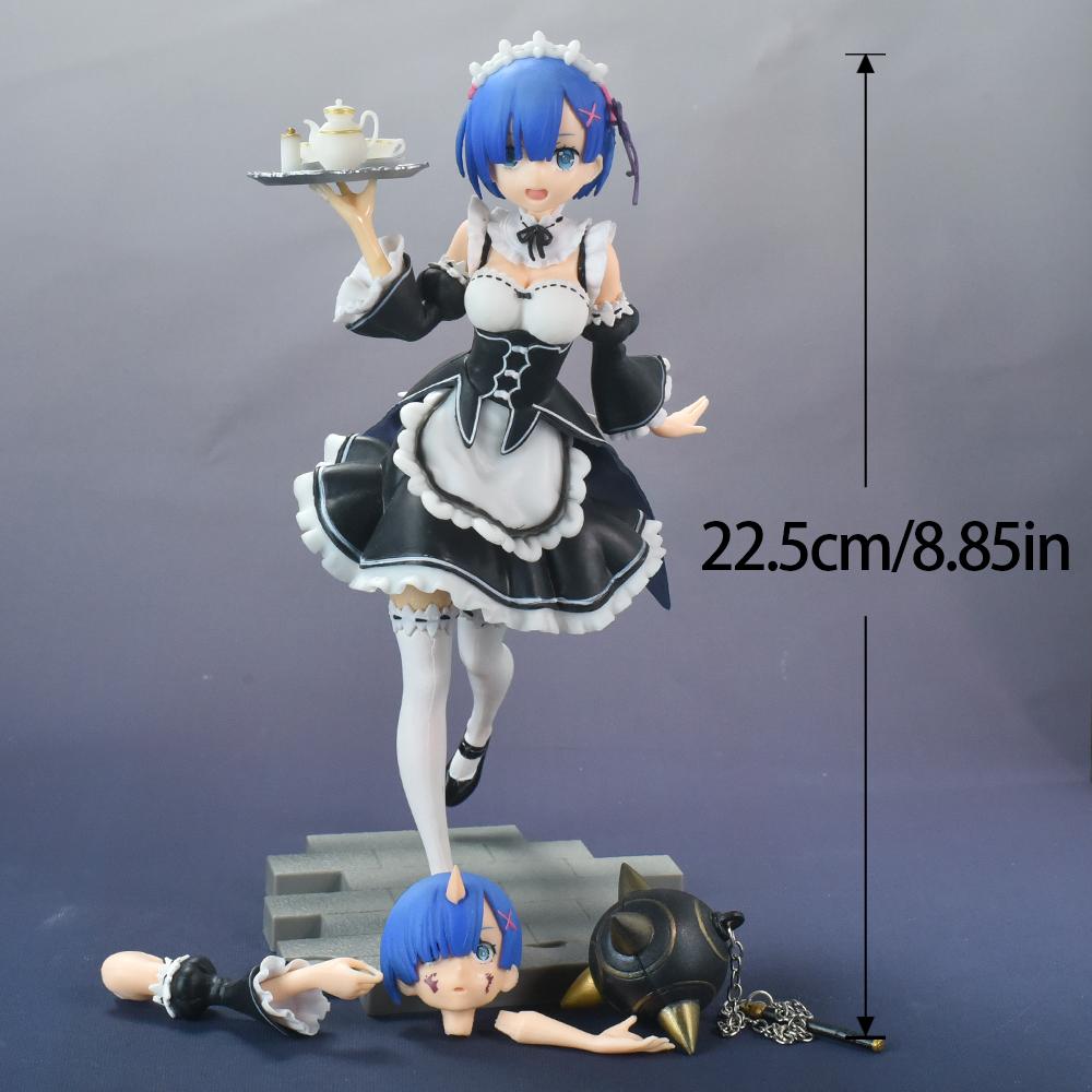 

MX Japanese Anime Figures Maid Rem 1/7 Ver. PVC Action Figure Interchangeable Head Collection Gift Model Toys 22CM