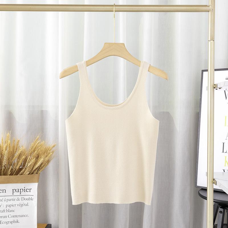 Women Knit Cami Top Sleeveless Slimming Cropped Summer Wear Outwear Layering Basic Tee