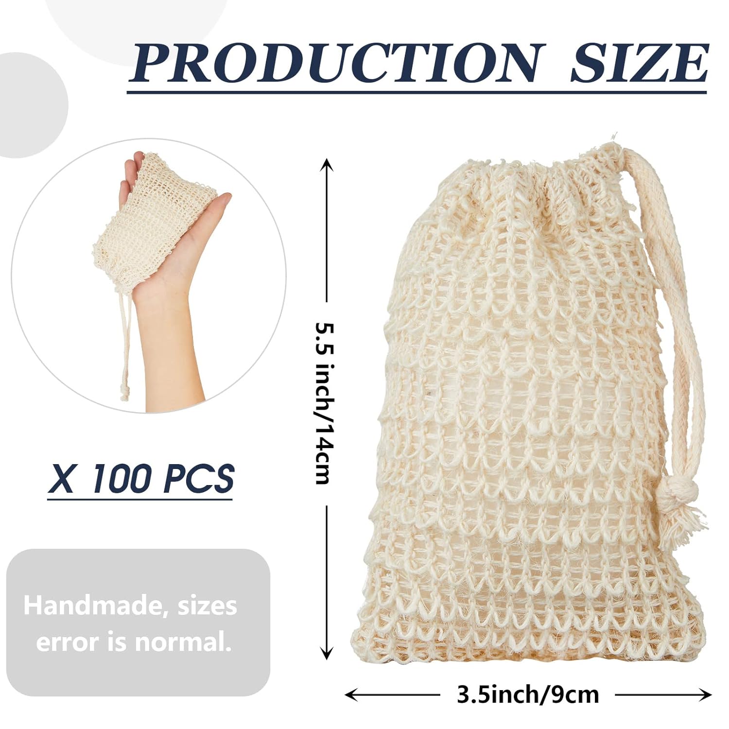 

50-300PCS Soap Bags for el Natural Sisal Soap Saver Bag with Drawstring Exfoliating Soap Pouch for Bath Shower Foaming Soaps