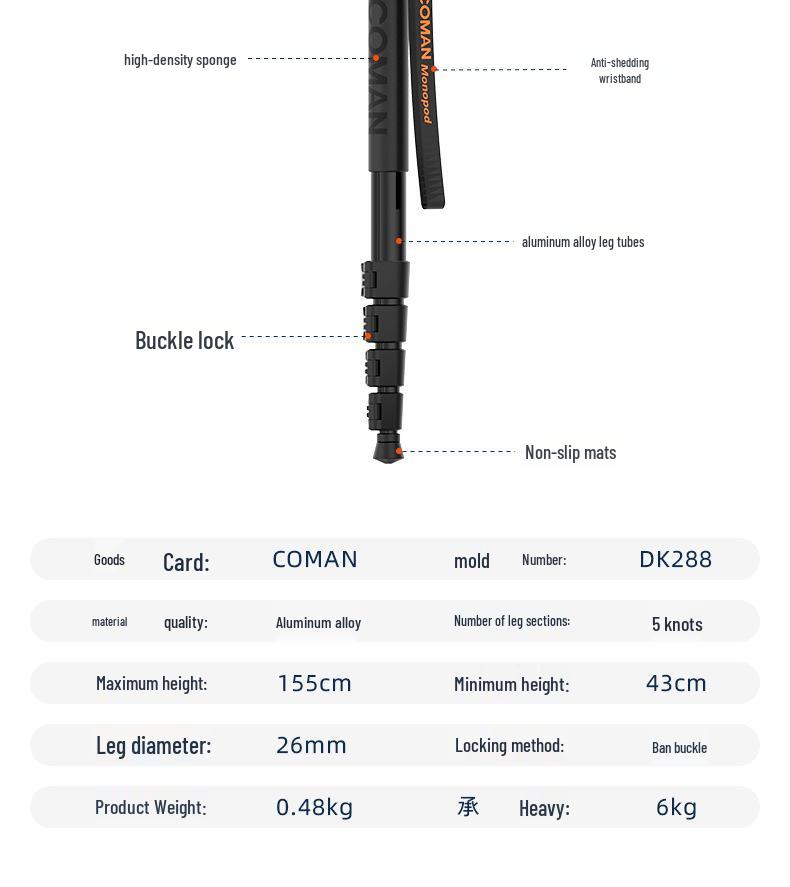 8K DSLR/Mirrorless Aluminum Monopod for Photography & Videography: Mountaineering & Wedding Use
