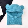 Adult Knit Balaclava Elastic Windproof Neck Warmer Scarf with Cute Bear Ear Shape Winter Christmas Cosplay Party Hat