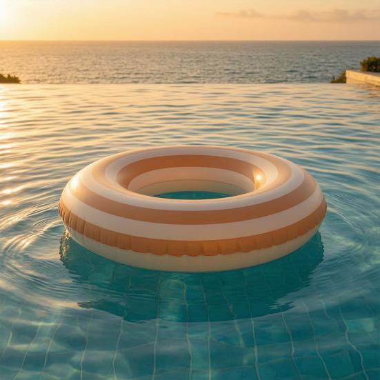 Ciambella da Nuoto a Strisce Vintage PVC Ispessito Gonfiabile Antistrappo Uomo Donna Anello Galleggiante Tubo Galleggiante per Piscina Festa in Spiaggia