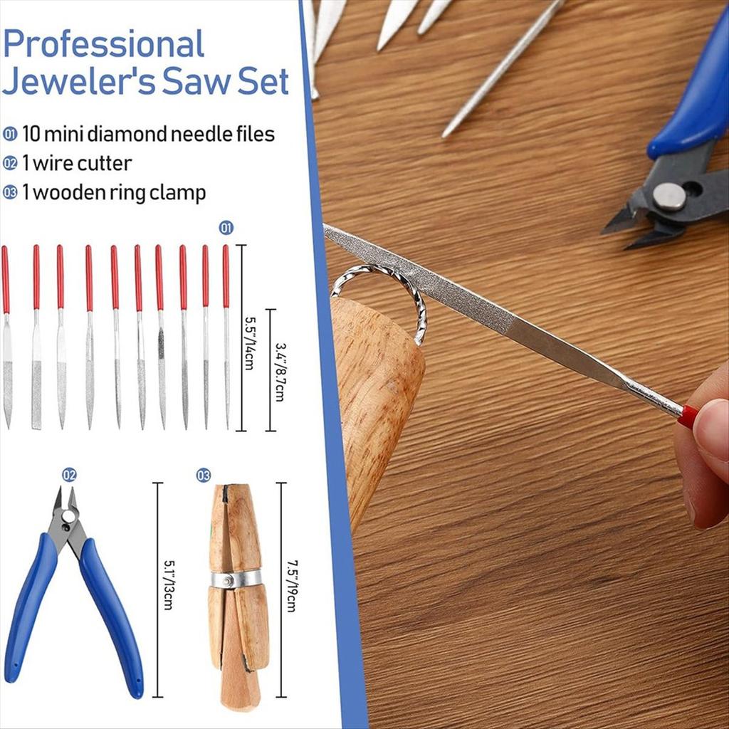 BHBL Tool Set Includes Jewelers Saw Frame Bench Needle Clamp Diamond Needle File Wood Ring Clamp for Jewelry Making
