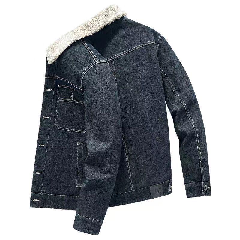 Herren Winter Jeansjacke mit Fleecefutter – Warme Lammwolle, Winddicht, Verdickt, Kältebeständiger Mantel