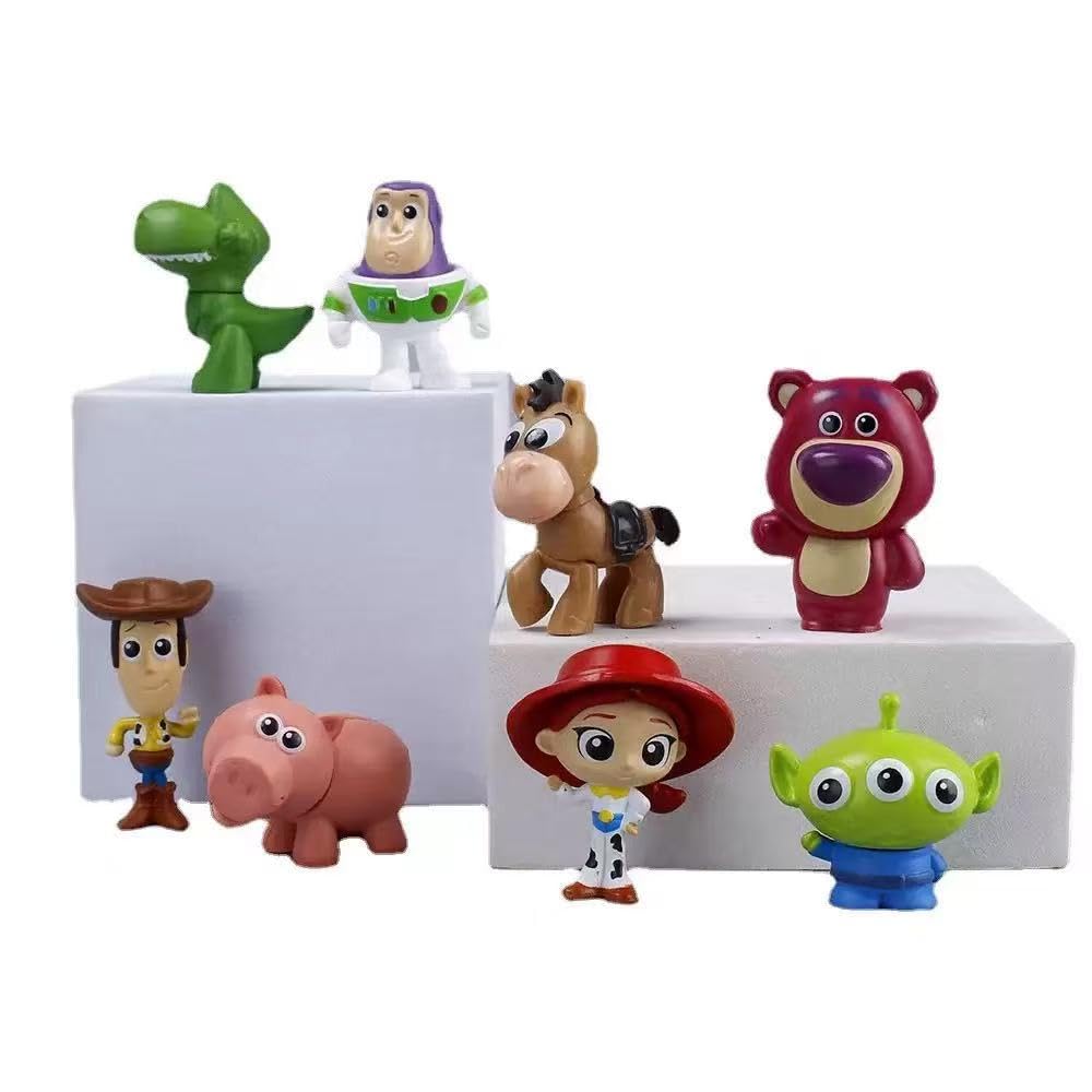 Set of 8 Toy Story Figures Featuring Buzz Strawberry and Disney Pixar Miniature Capsule Toy Figures and Collectible Perfect As a Gift for a Entryway