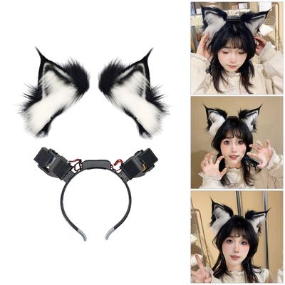 Accessoires Cosplay Anime Cerceau à Cheveux Loup Bête Oreilles Dynamiques Poilues pour Halloween Bandeau Chaton Poilu Animaux Carnavals