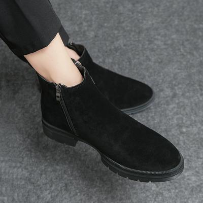 Fashion Winter Business Men Chelsea Boots Black Brown Men Thick-soled Anti-slip Matte Leather High-top Thick-soled Boots Training Boots