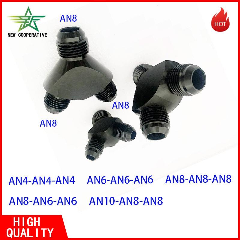 Tee Oil Pipe Joint , Block Y Adapter Fittings Adaptor Male Thread AN4 AN6 AN8 AN10 Aluminium Fuel Oil Hose Fitting Pipe Joint