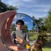 Travel Po Mini Round Mirror Reflective Mirror Spherical Mirror Portable Wide-Angle Lens Handheld Po Props Selfie Accessor