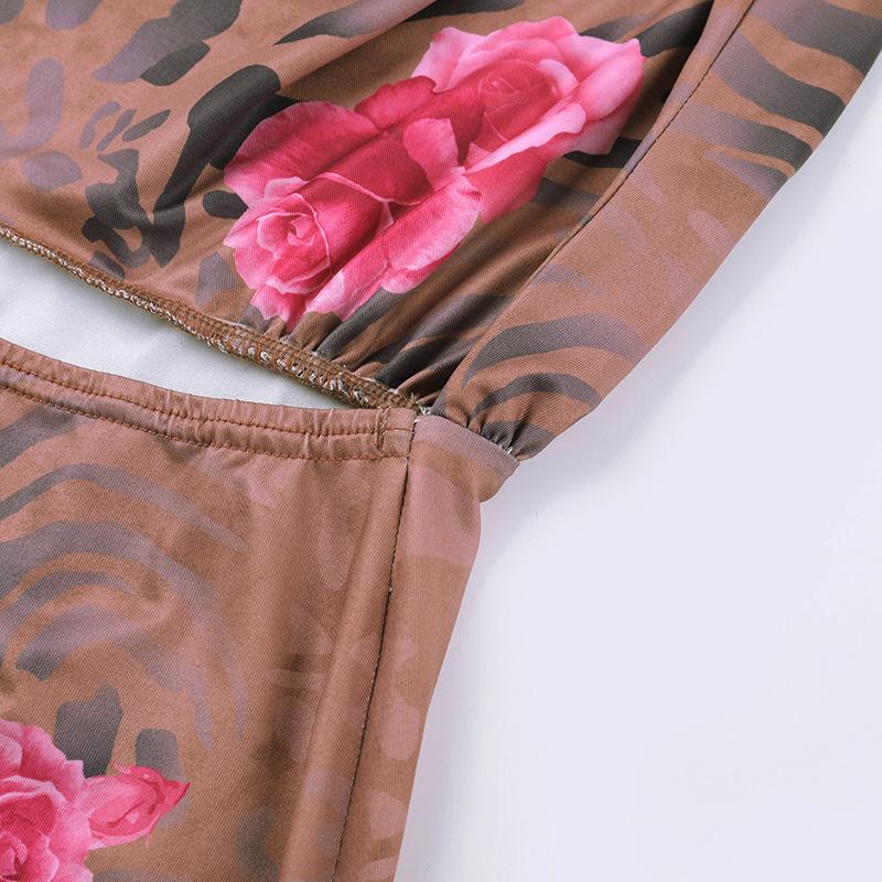 Sexy Neckholder Neckholder Taschenhals Print Kleid Damen Sommer Gewürzkleid