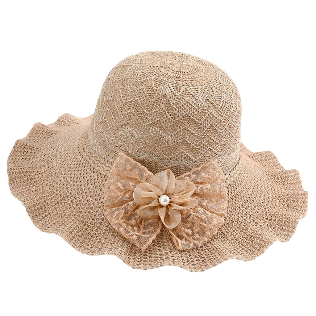 Sombrero de Sol Versátil de Encaje y Flores para Mujer, Sombrero de Playa, Sombrero de Sol