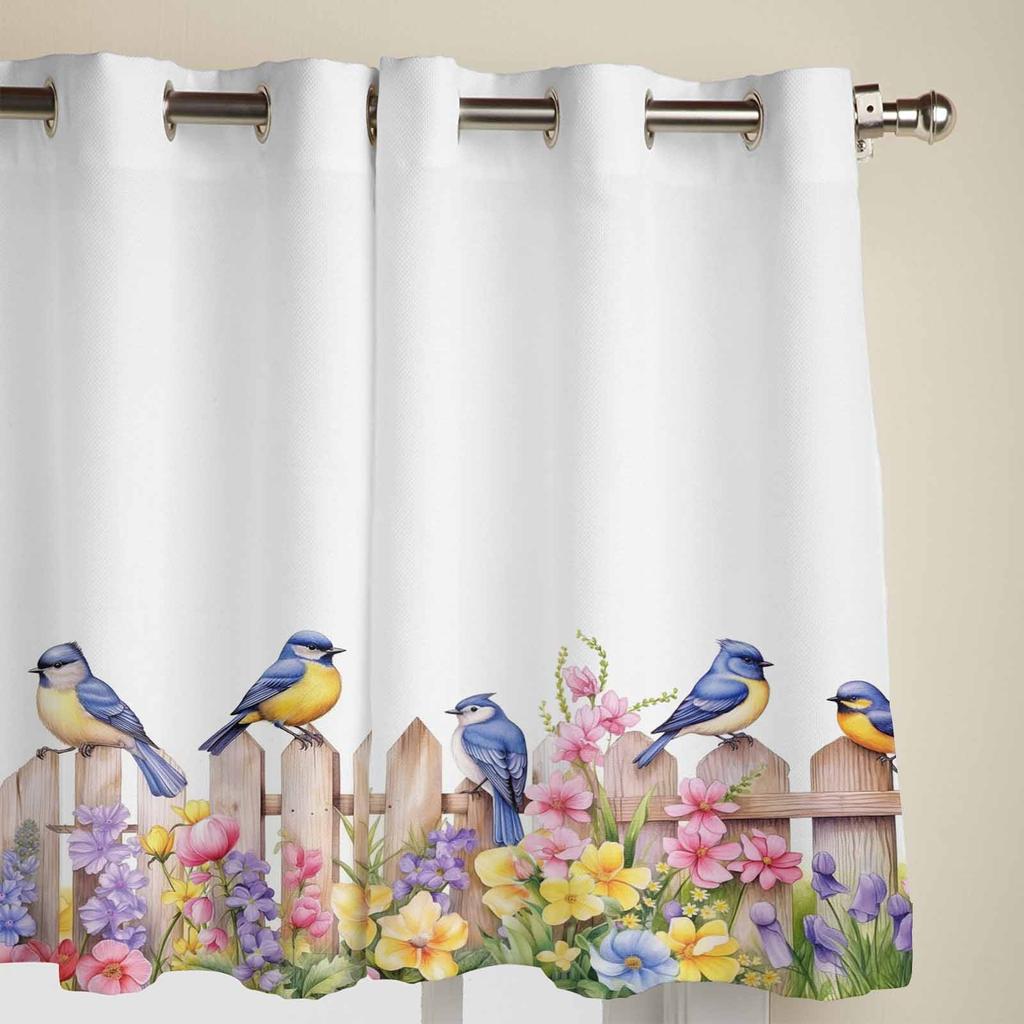 Watercolor Garden Bird Flower Window Curtains for Living Room Luxury Bedroom Curtain Kitchen Blinds Drapes Curtains