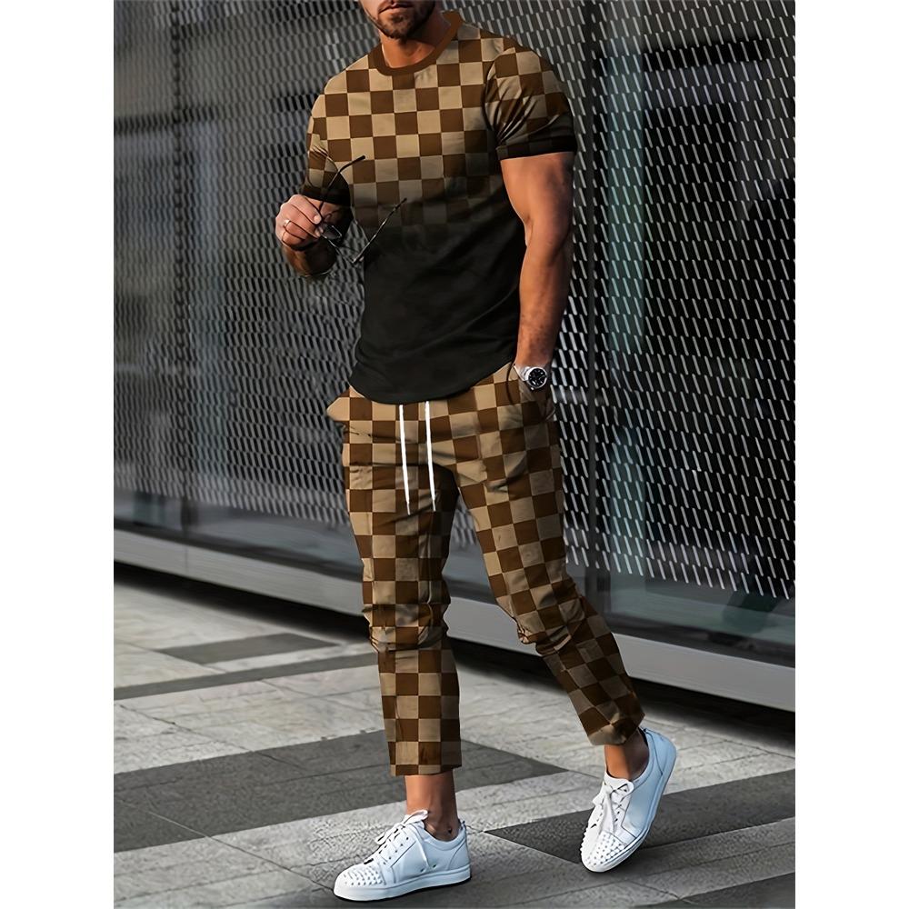 New Summer And Spring Fashion Men's Sportswear T-shirt Trousers Pants Suit Casual Short-sleeved Suit Jogging Fitness Clothing