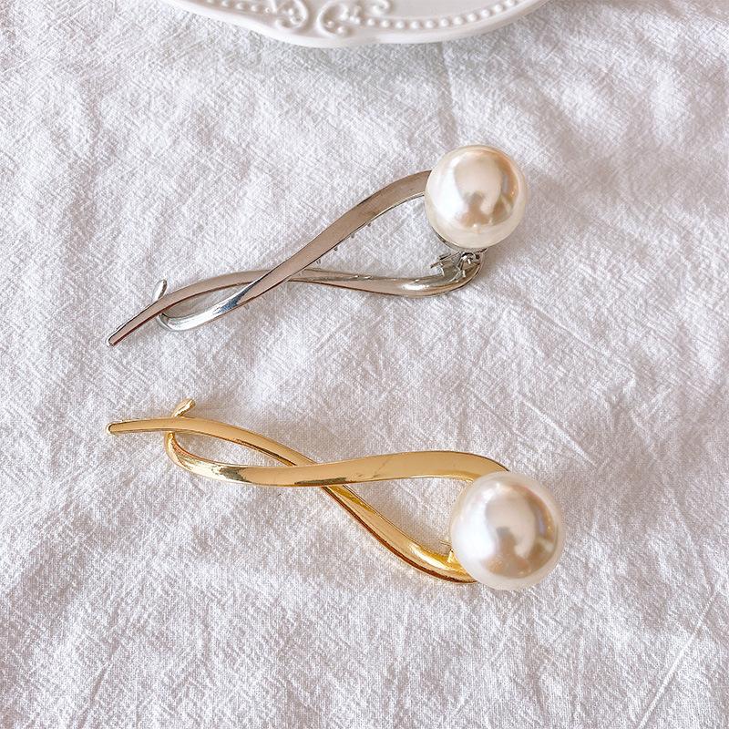 Korean Women Pearl Hair Clips Elegant Lady Female Ponytail Barrettes Metal Hairpins Hair Accessories Girls Headdress