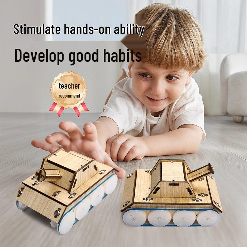 DIY Electric Toy Tank Science Kit for Kids - Wooden Physics Project for STEM Education